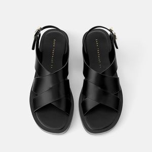 Like new Zara minimal flat sandals black